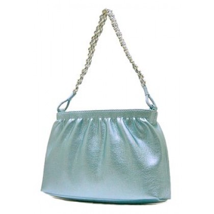 Evening Bag - 12 PCS - Metallic w/ Faux Pearl Strap - Blue - BG-MP934BL